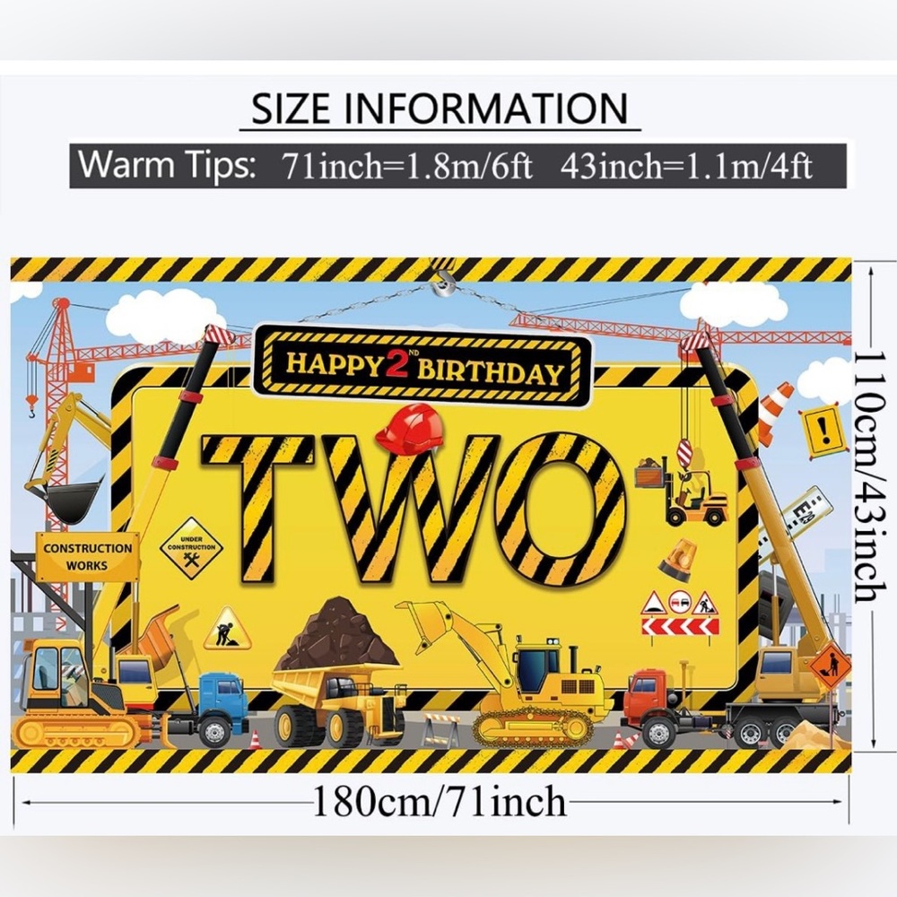 2nd Birthday Party Decorations + Supplies | Like New | Construction Theme B-Day